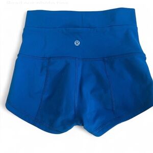 Lululemon Womens 4 Wunder Short Shorts 2" Full-On Luon Harbor Blue Yoga Athletic